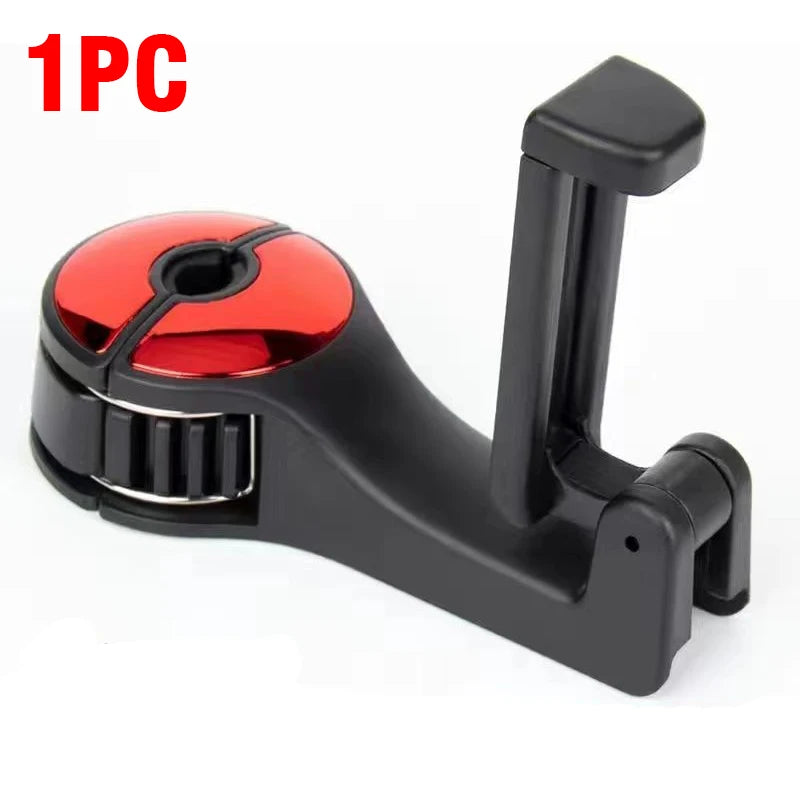 1Pc with Phone Holder 360° Rotation Car Seat Back Hooks Auto Headrest Hanging Clothes Umbrella Stand Support Hook Car Supplies