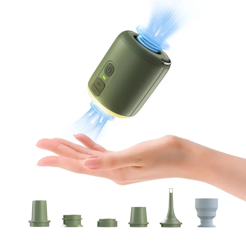 Portable Air Pump, Mini Air Inflator with Camping Light, USB-C Charging, for Sleeping Pads, Air Mattress, Vacuum Bags