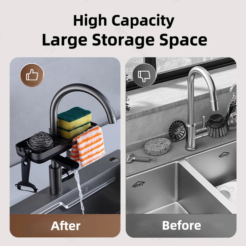 Kitchen Faucet Rack Kitchen Accessories Sponge Storage Rack Kitchen Sink Rack Holder Dishcloth Towel Rack Filter Basket
