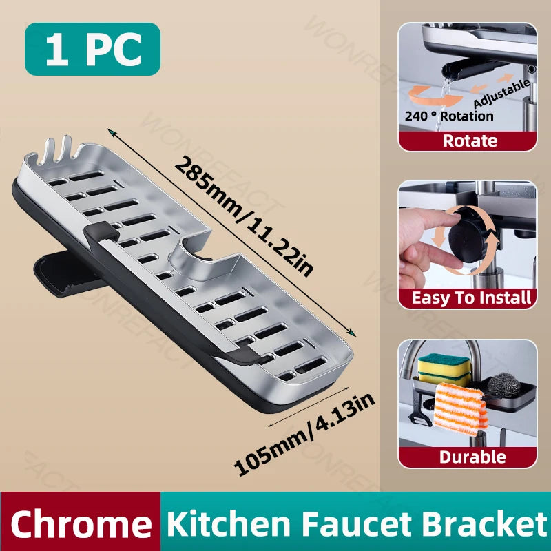 Kitchen Faucet Rack Kitchen Accessories Sponge Storage Rack Kitchen Sink Rack Holder Dishcloth Towel Rack Filter Basket