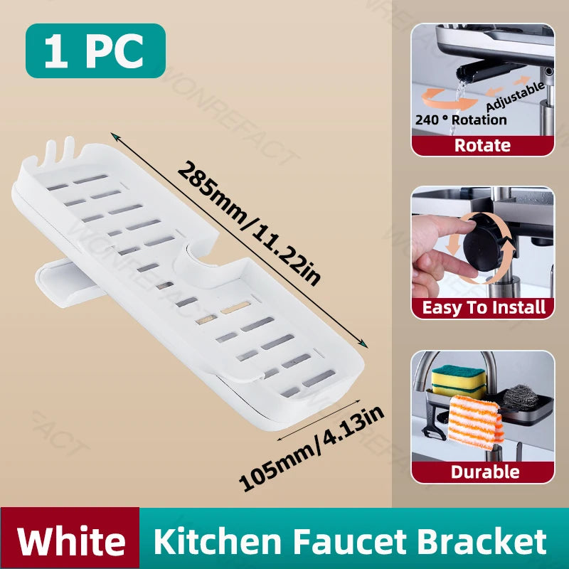 Kitchen Faucet Rack Kitchen Accessories Sponge Storage Rack Kitchen Sink Rack Holder Dishcloth Towel Rack Filter Basket
